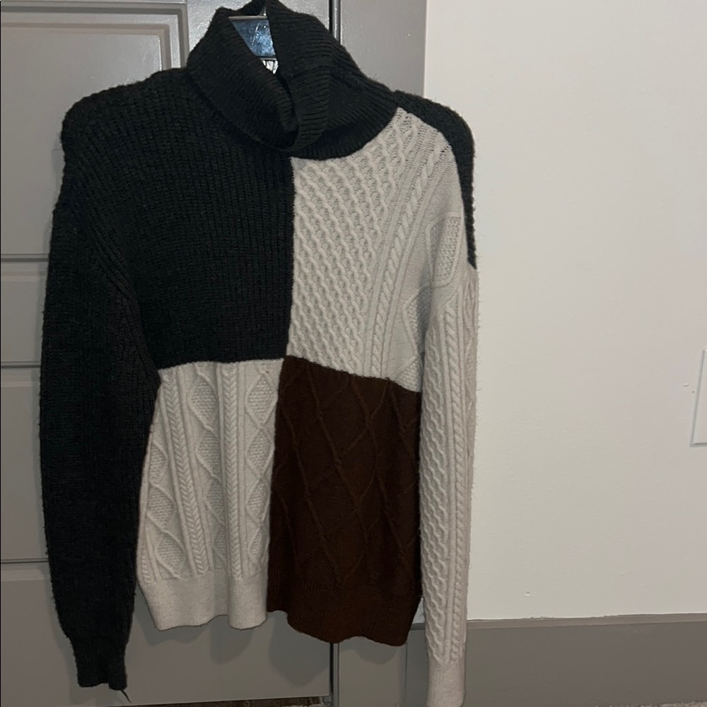 Colorblock Turtleneck Sweater